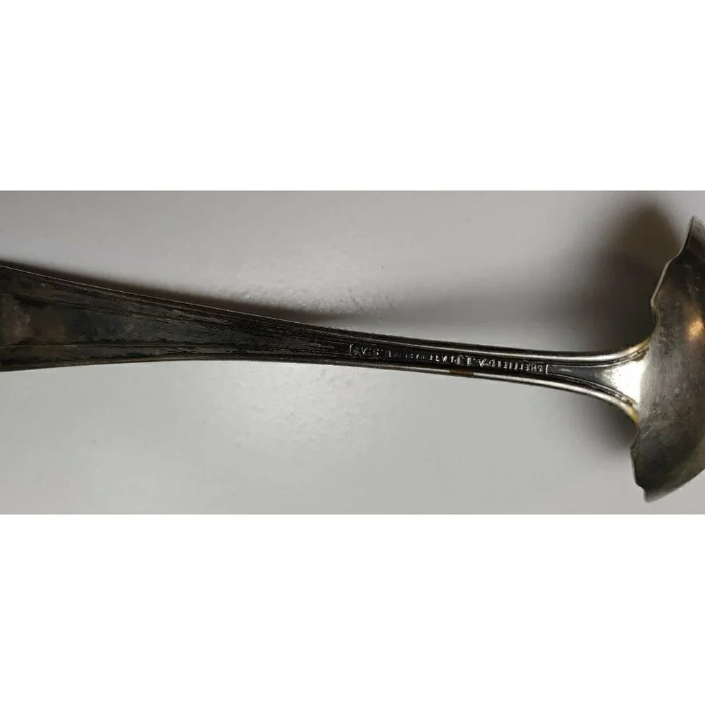 Sheffield Flatware Silverware Large English Silverplate Fiddlers Thread Ladle